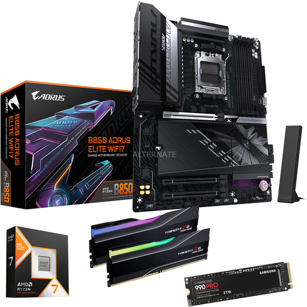 Upgrade Kit B850 AORUS ELITE WIFI7 + Ryzen 7 9800X3D + 64 GB + 2 TB SSD