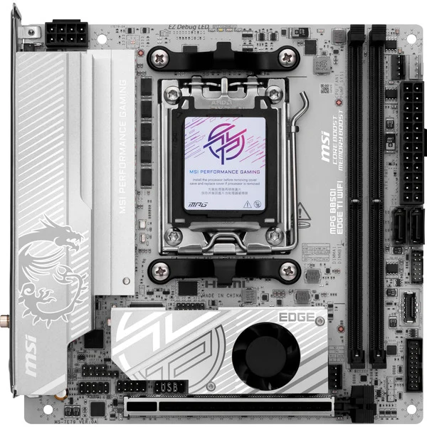 Foto 2 van MSI MPG B850I EDGE TI WIFI socket AM5 moederbord